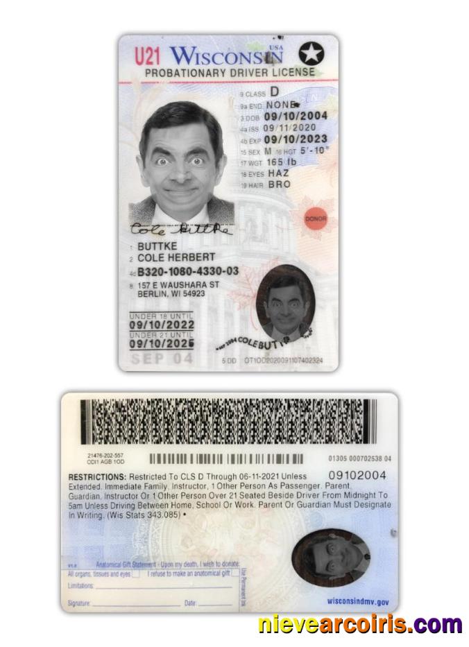 USA Wisconsin driving license 2020-present